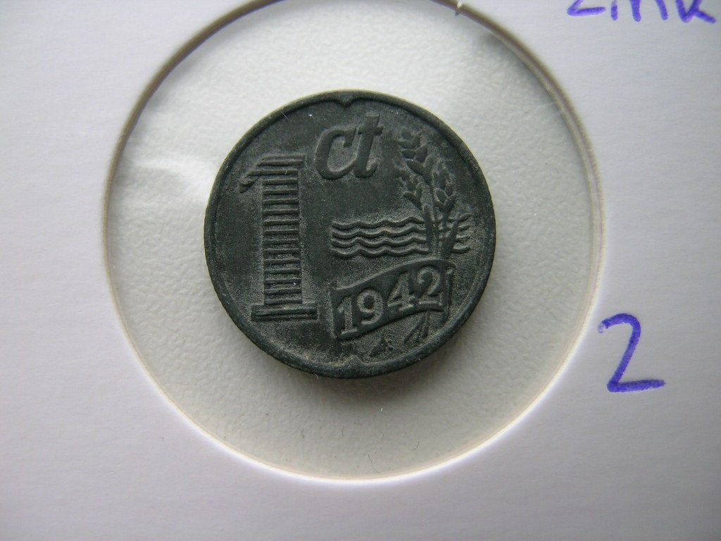 Cent 1942 zink (nr 2), Postzegels en Munten, Munten | Nederland, Ophalen of Verzenden, Koningin Wilhelmina, 1 cent, Losse munt