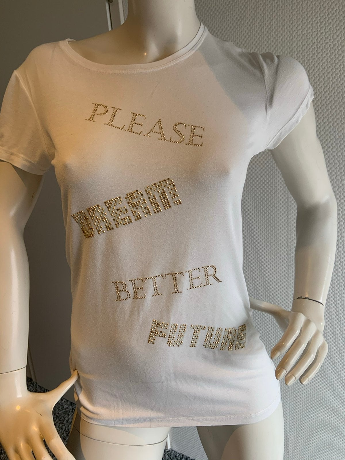 Blugirl shirt met steentjes maat it 42 nl 38, Maat 38/40 (M), ., Wit, Ophalen of Verzenden
