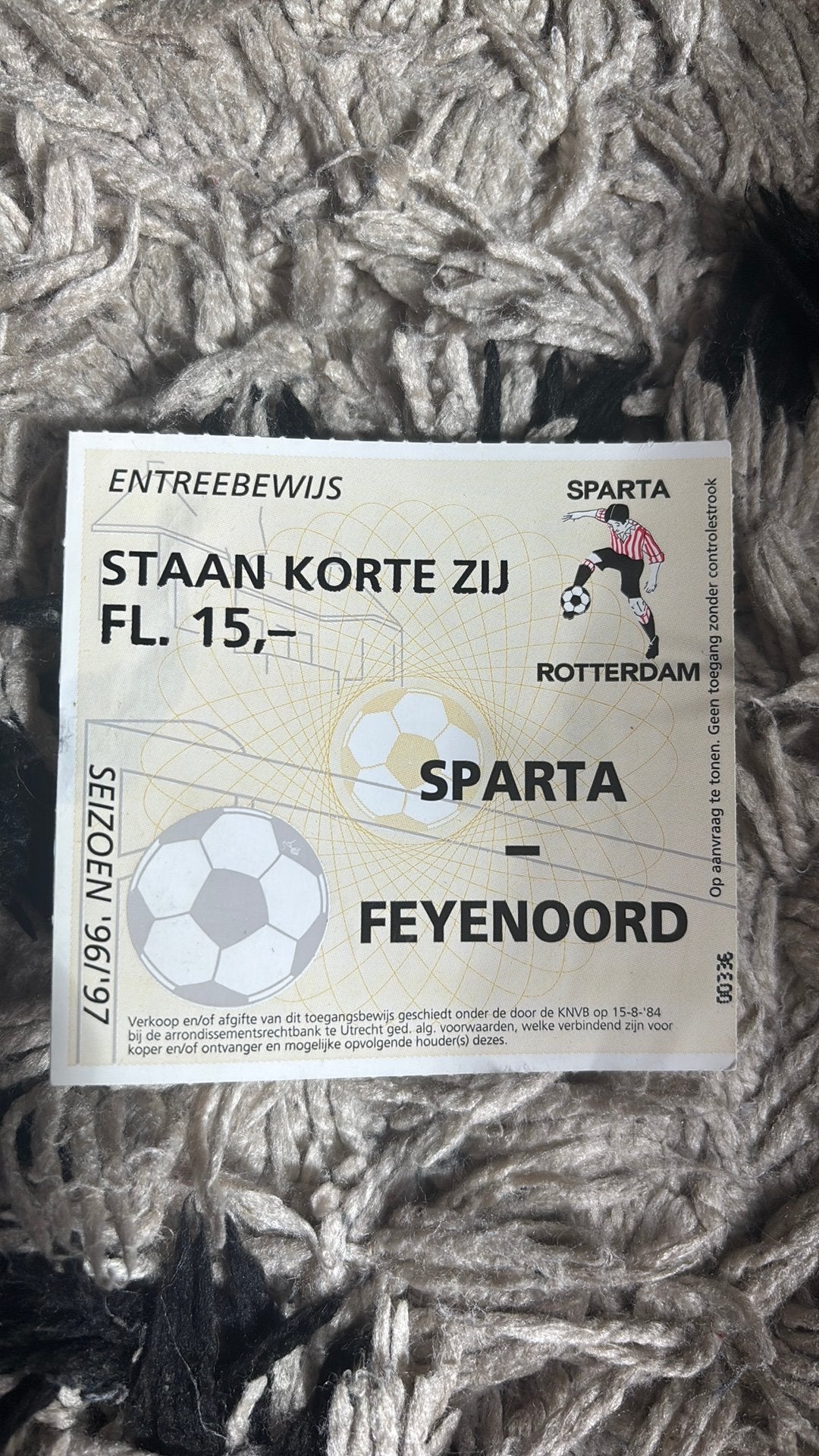 Oud stadionticket feyenoord sparta rotterdam 1996-1997, Verzenden, Zo goed als nieuw, Feyenoord