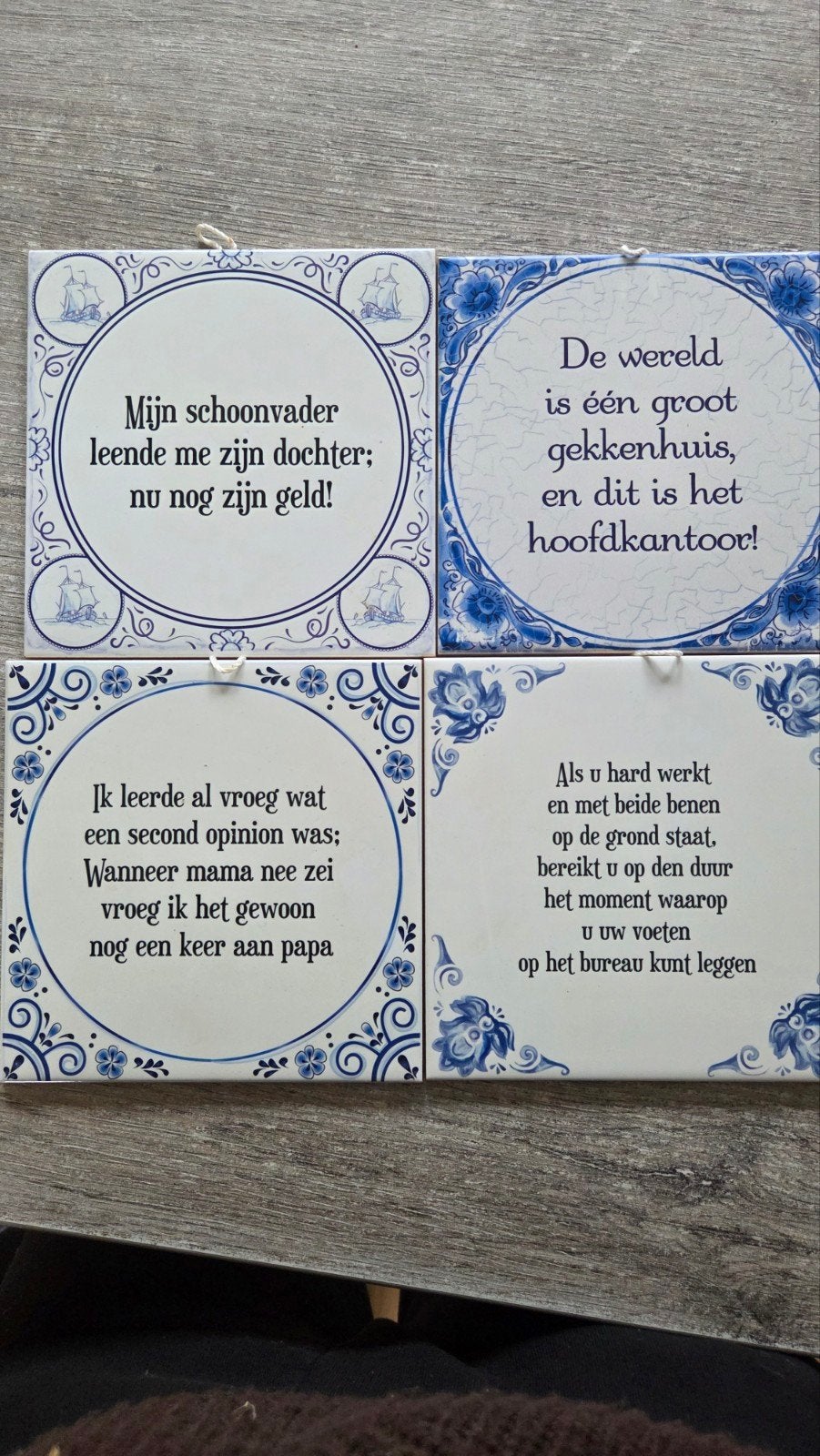 Tegeltjes met grappige spreuken - Set van 4, Ophalen of Verzenden