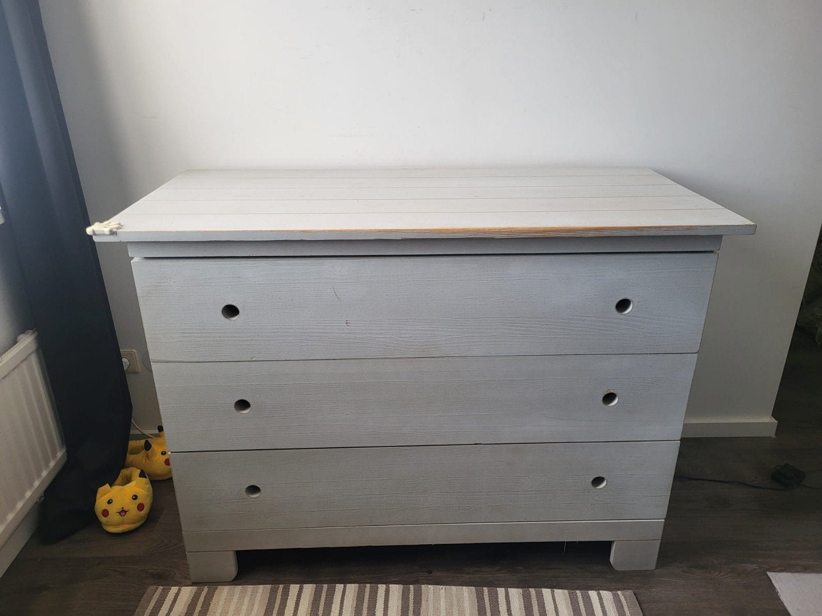 Bopita massief houten commode wit / whitewash met lades, Ophalen, Gebruikt, 50 tot 70 cm, 100 cm of meer