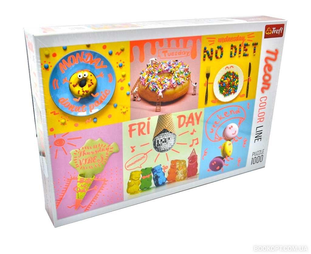 ZGAN puzzel 1000 Sweet Week snoepgoed eten 100% compleet!, Ophalen of Verzenden, 500 t/m 1500 stukjes, Zo goed als nieuw, Legpuzzel