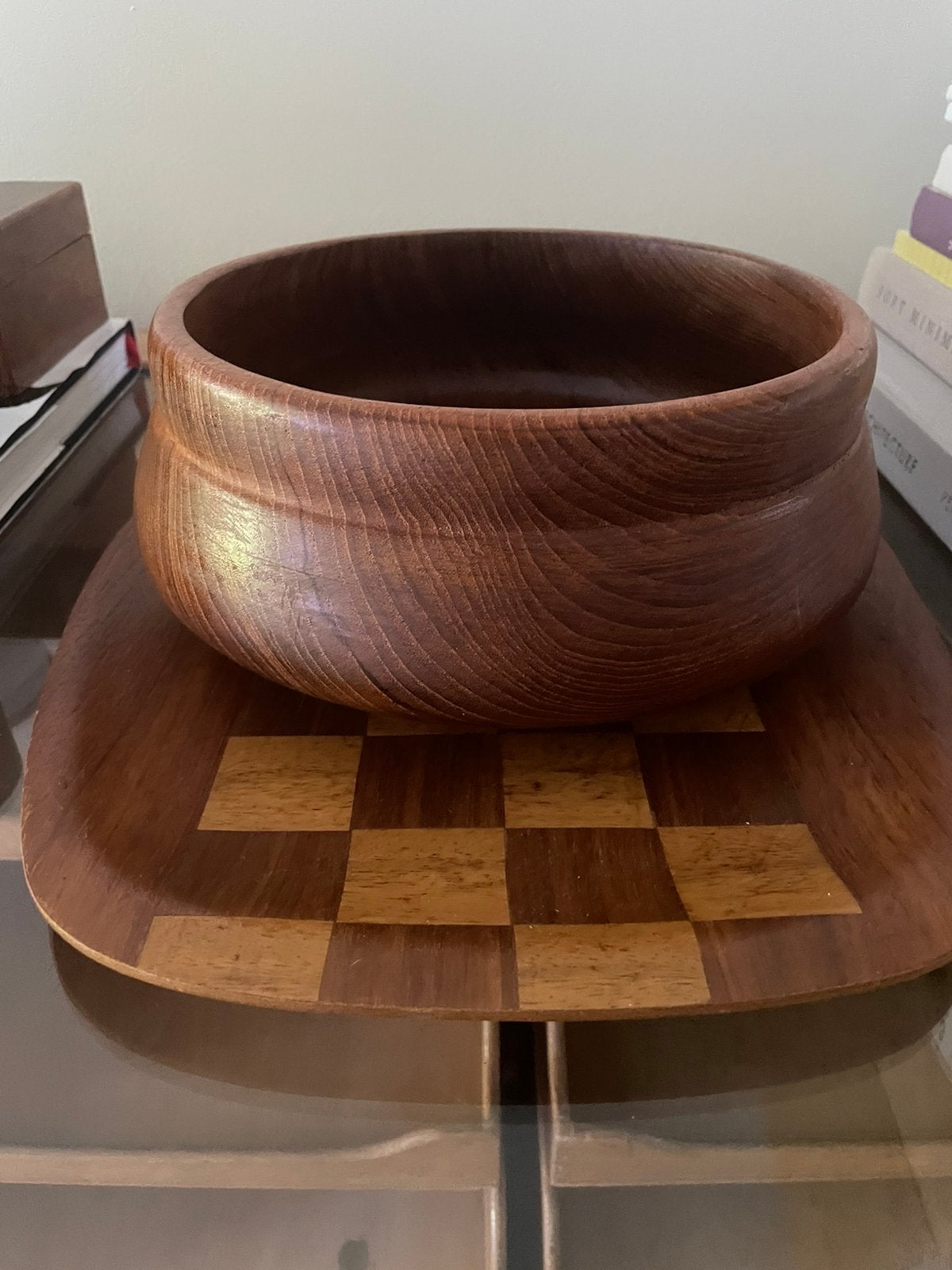 Grote houten hout kom schaal bowl serveerschaal vintage, Ophalen of Verzenden