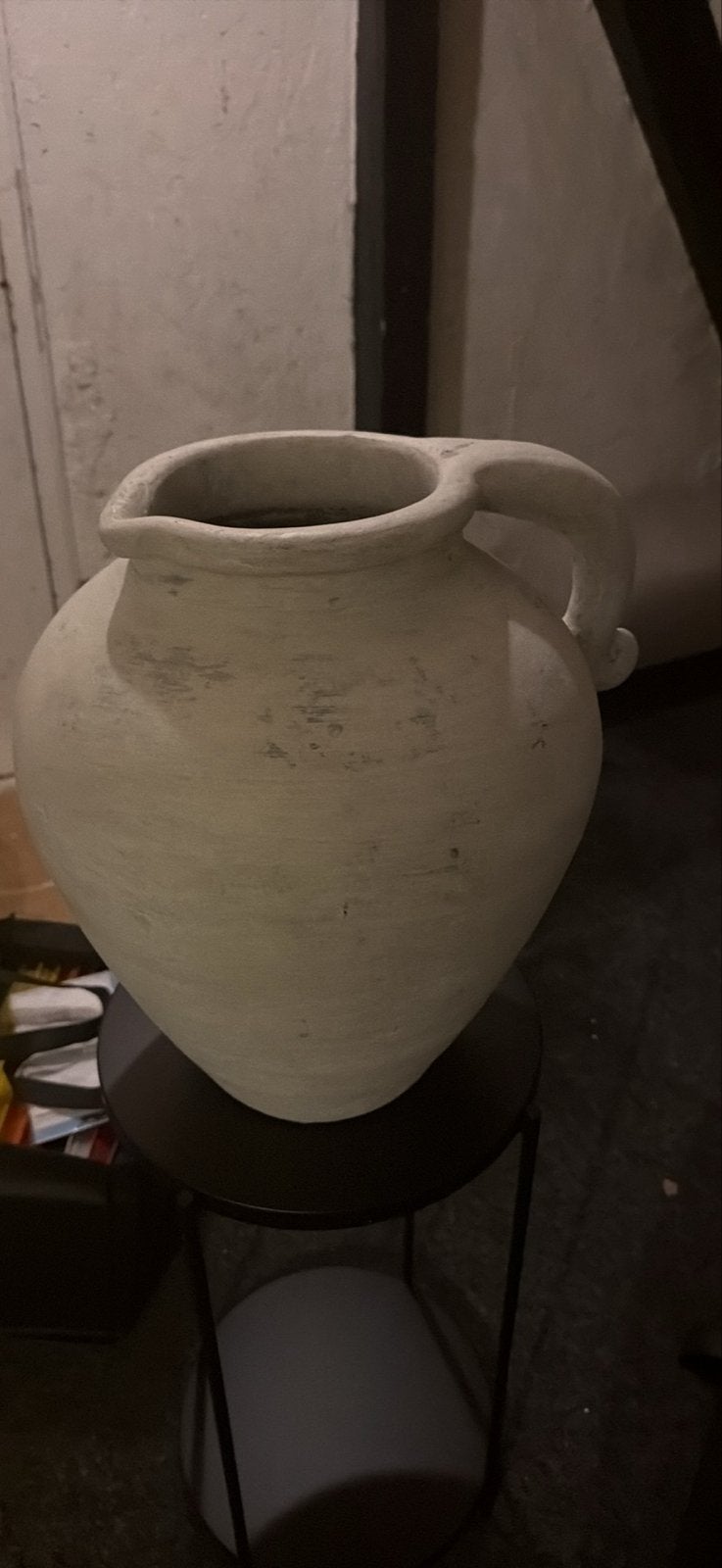 Grote decoratieve kruik - Wit/Crème, Gebruikt, Wit, Ophalen of Verzenden, Geschikt voor droogbloemen