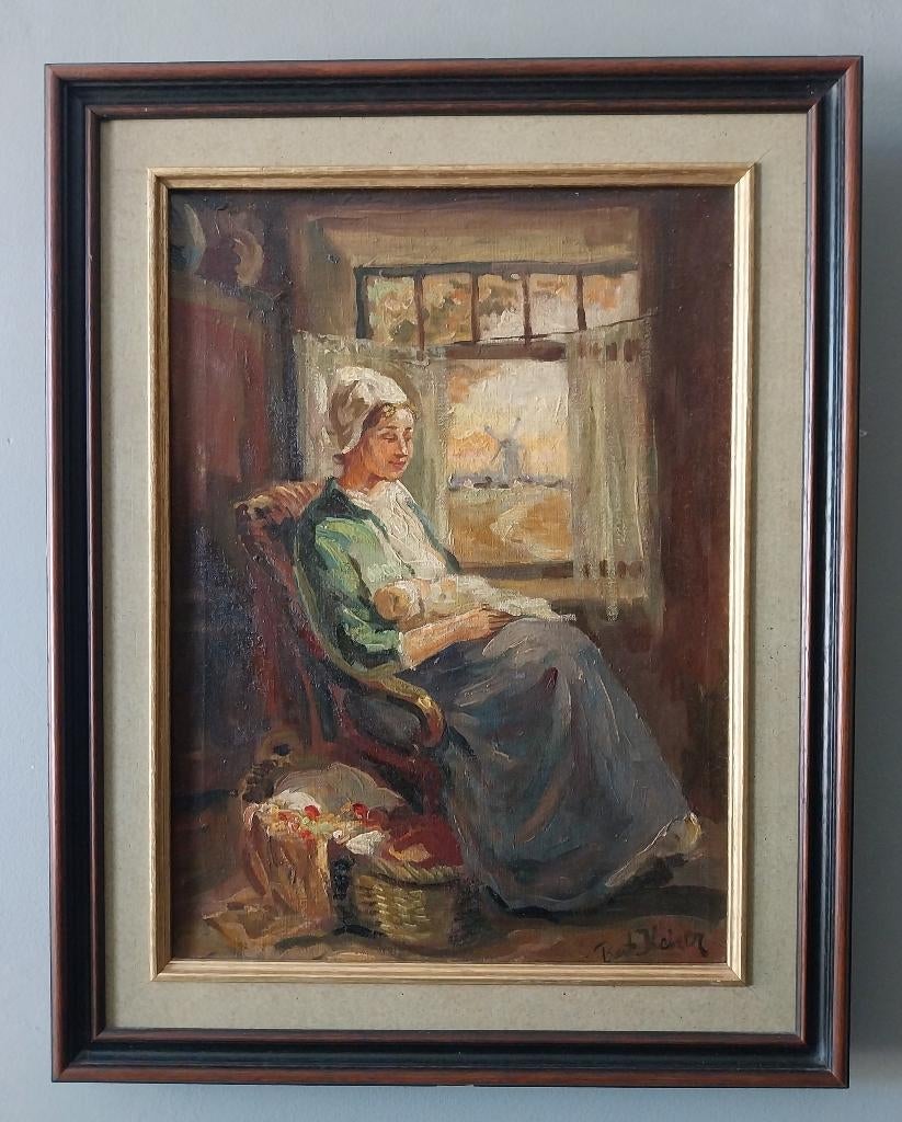 B. Keizer (XXe) - Moeder met kind - 1960, Antiek en Kunst, Kunst | Schilderijen | Klassiek, Ophalen of Verzenden