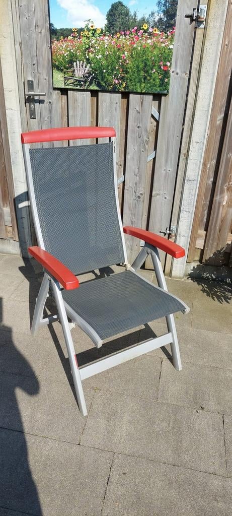 Verstelbare tuinstoelen met kussens, Tuin en Terras, Tuinstoelen, Gebruikt, Metaal, Verstelbaar, Ophalen
