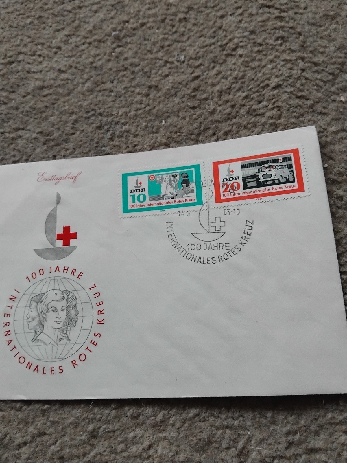 FDC DDR 956/57,,RODE KRUIS 100.JAAR, Postzegels en Munten, Ophalen of Verzenden, Europa