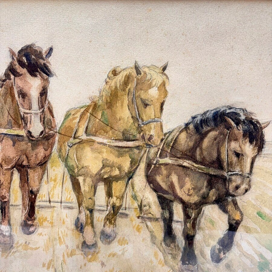 Simon Kamminga (1895-1984) – Ploegende paarden, Ophalen of Verzenden