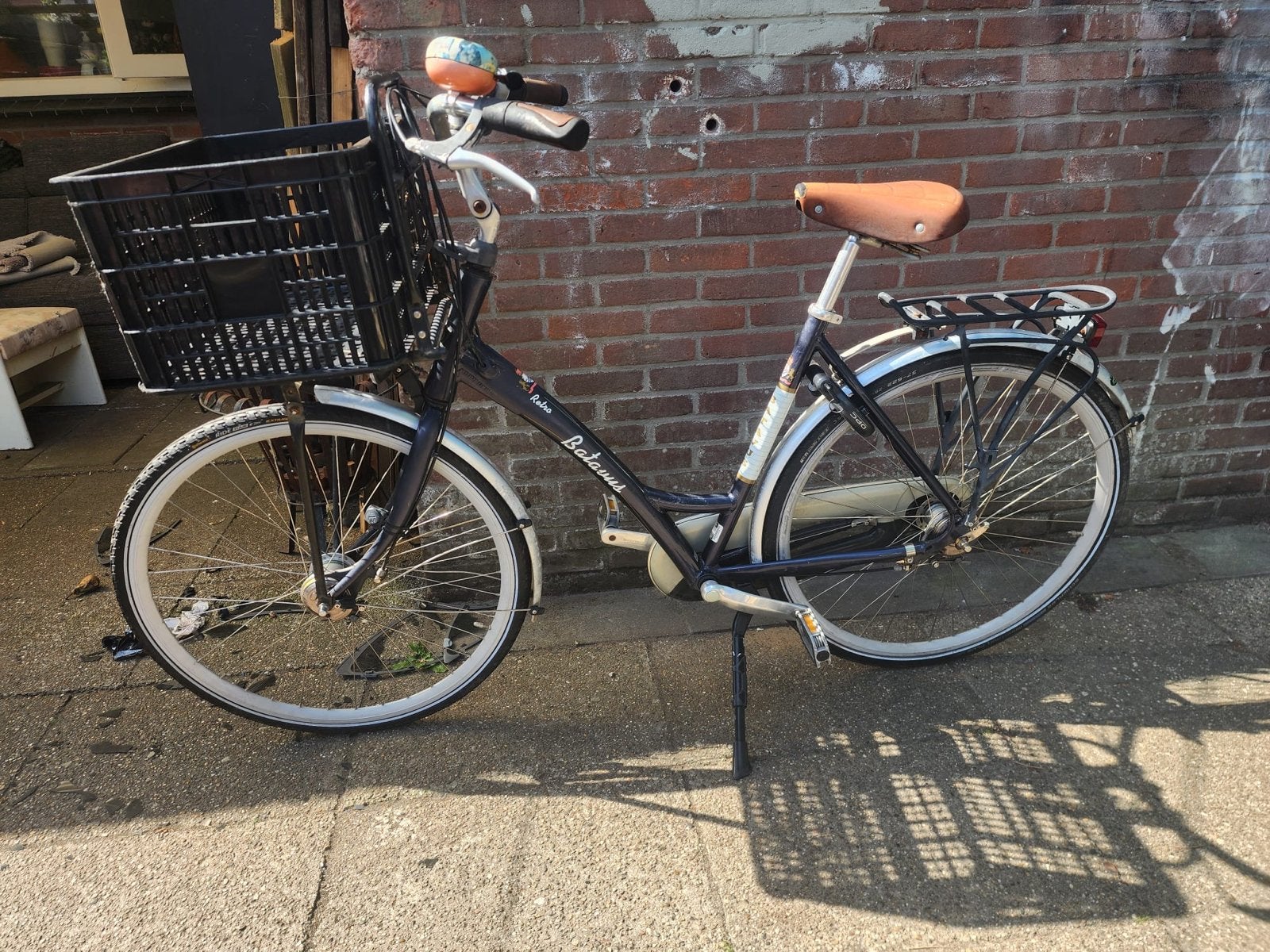Meisjesfiets met voorrem en handige voordrager, Ophalen, Velgrem, Handrem, Gebruikt