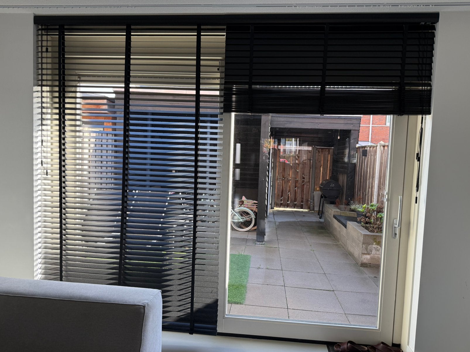 Zwarte houten jaloezieën 50 mm, 2x 150x265 cm, luxe!, Ophalen, Jaloezie, Hout, Zo goed als nieuw