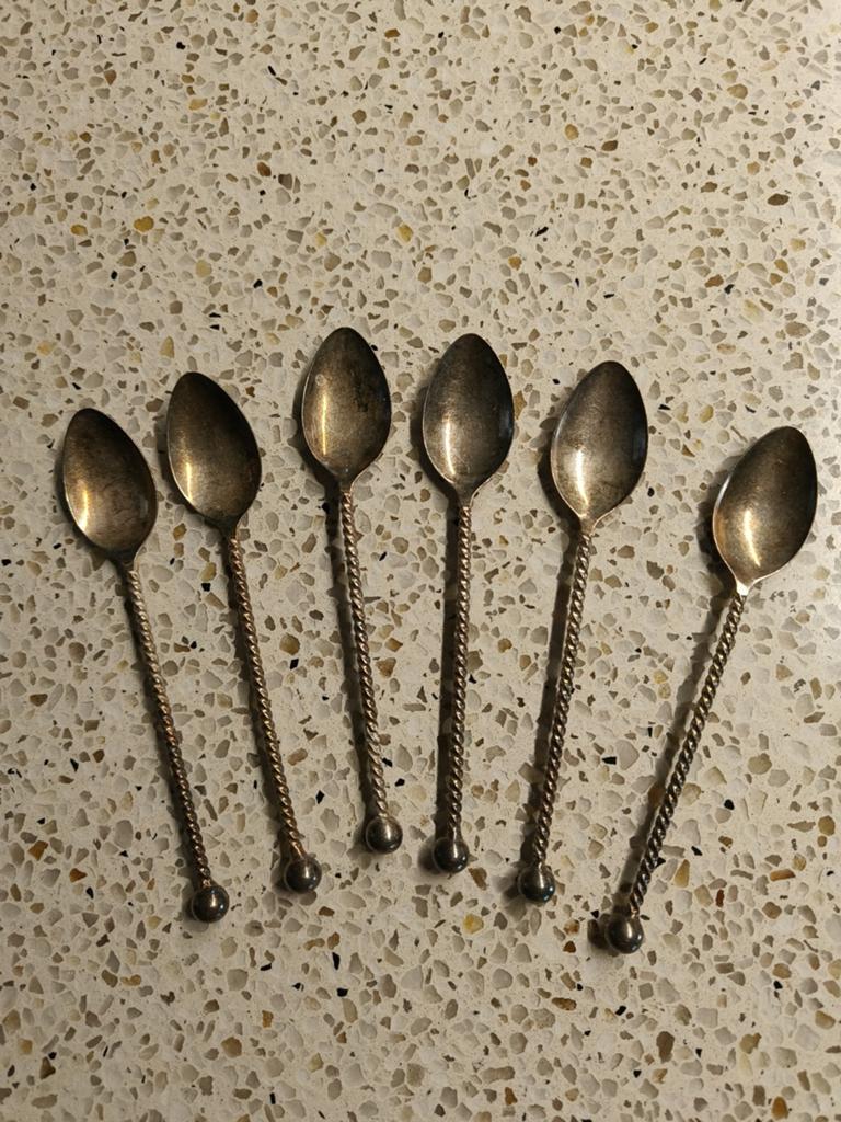 6 vintage DE theelepels, Ophalen, Zilver