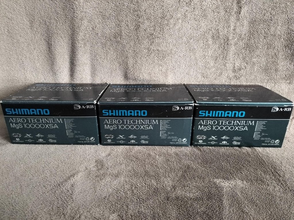3 als nieuw zijnde Shimano Aero Technium MgS 10000XSA, Watersport en Boten, Ophalen, Zo goed als nieuw, Molen