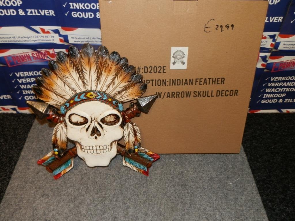 Wanddecoratie skull indiaan verenhoofd, Ophalen of Verzenden, Nieuw
