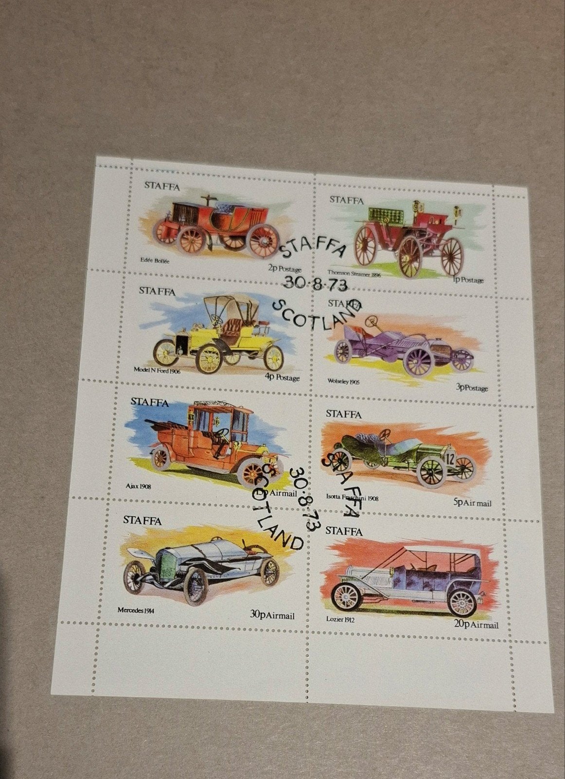 Staffa autos Schotland  1973, Postzegels en Munten, Ophalen of Verzenden