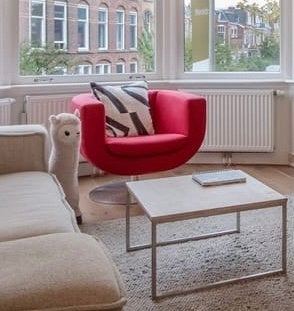 B&B Italia Tulip Fauteuil - Rode Design Stoel, Ophalen, Zo goed als nieuw, Stof, 75 tot 100 cm