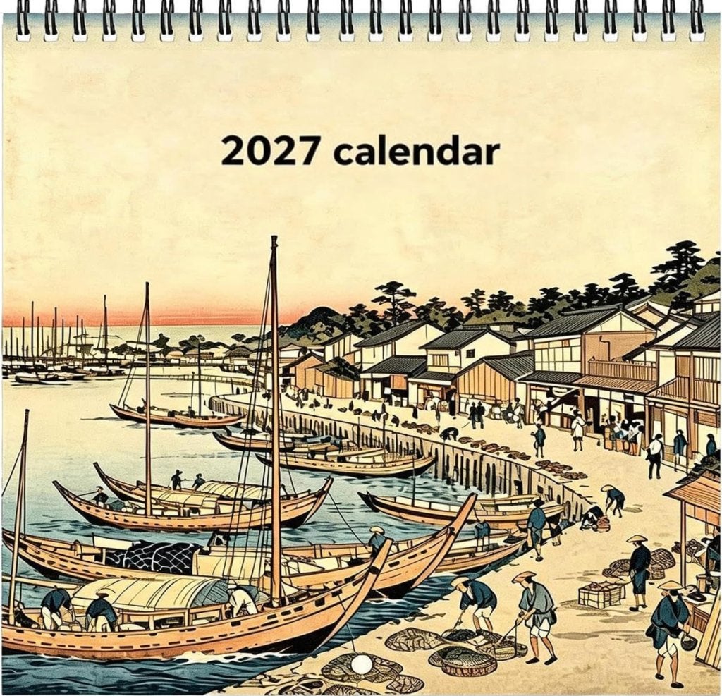 Muurkalender 2027 Wall Calendar, Japanese Woodblock Design, Verzenden, Maandkalender, Nieuw