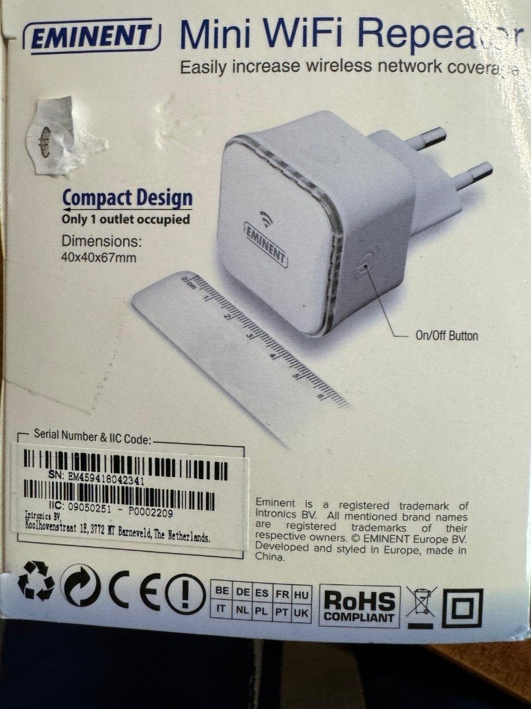 Eminent mini wifi repeater EM4594, Ophalen of Verzenden, Nieuw, Eminent