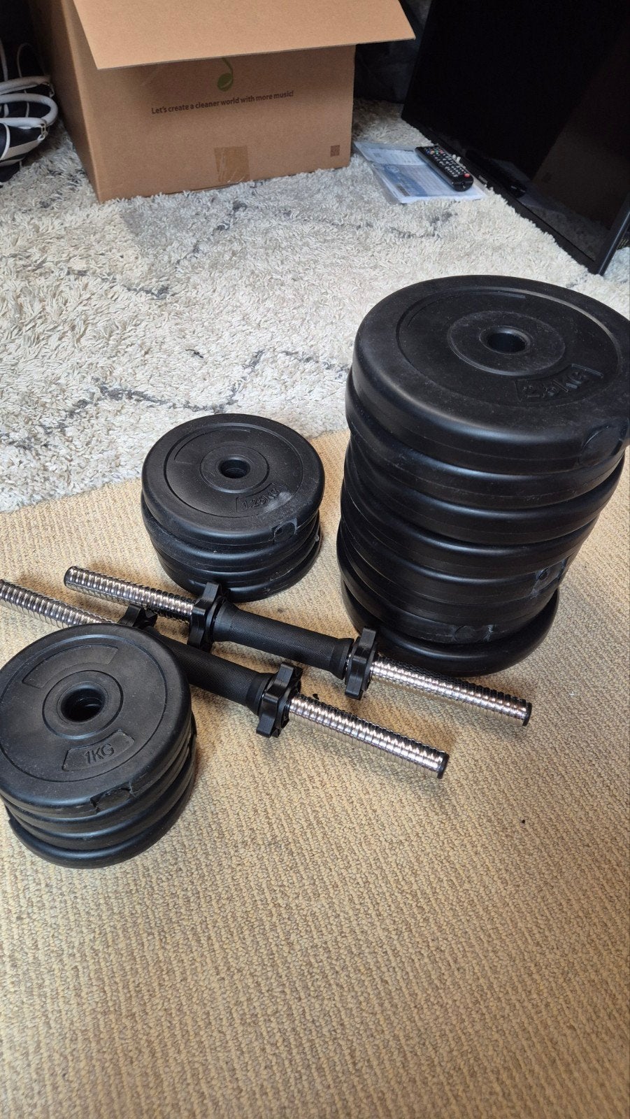 Dumbbell set met halterschijven, Sport en Fitness, Ophalen, Zo goed als nieuw, Rug, Halterset