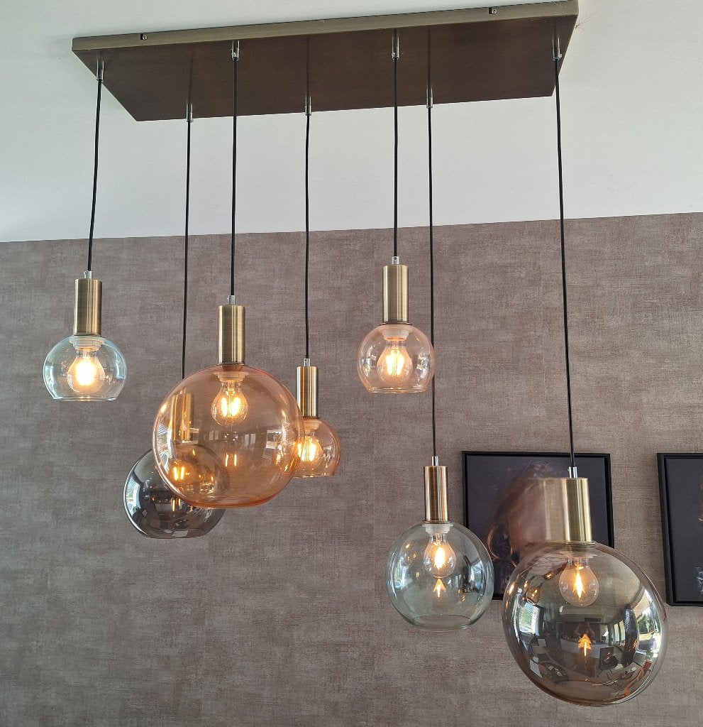 Mooie lamp met 6 gekleurde bollen Coco Maison, Ophalen, Zo goed als nieuw, Glas