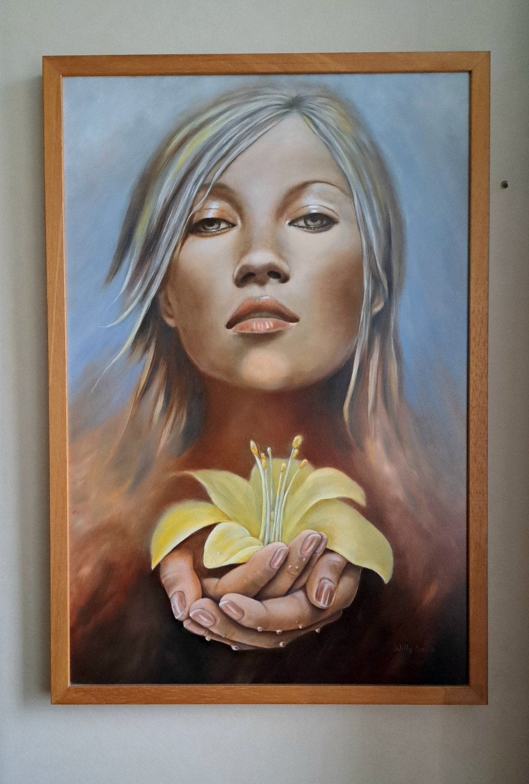 Olieverf Portret met lelie, Antiek en Kunst, Kunst | Schilderijen | Abstract, Ophalen