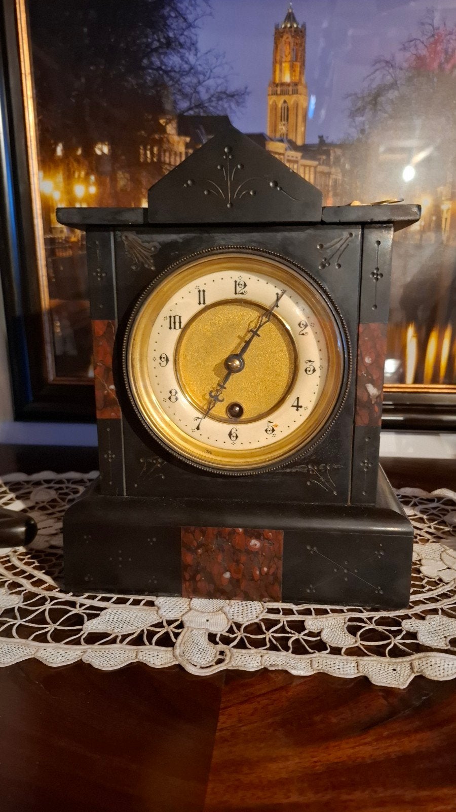 antieke marmer tafel klok schoorsteenklok, Ophalen