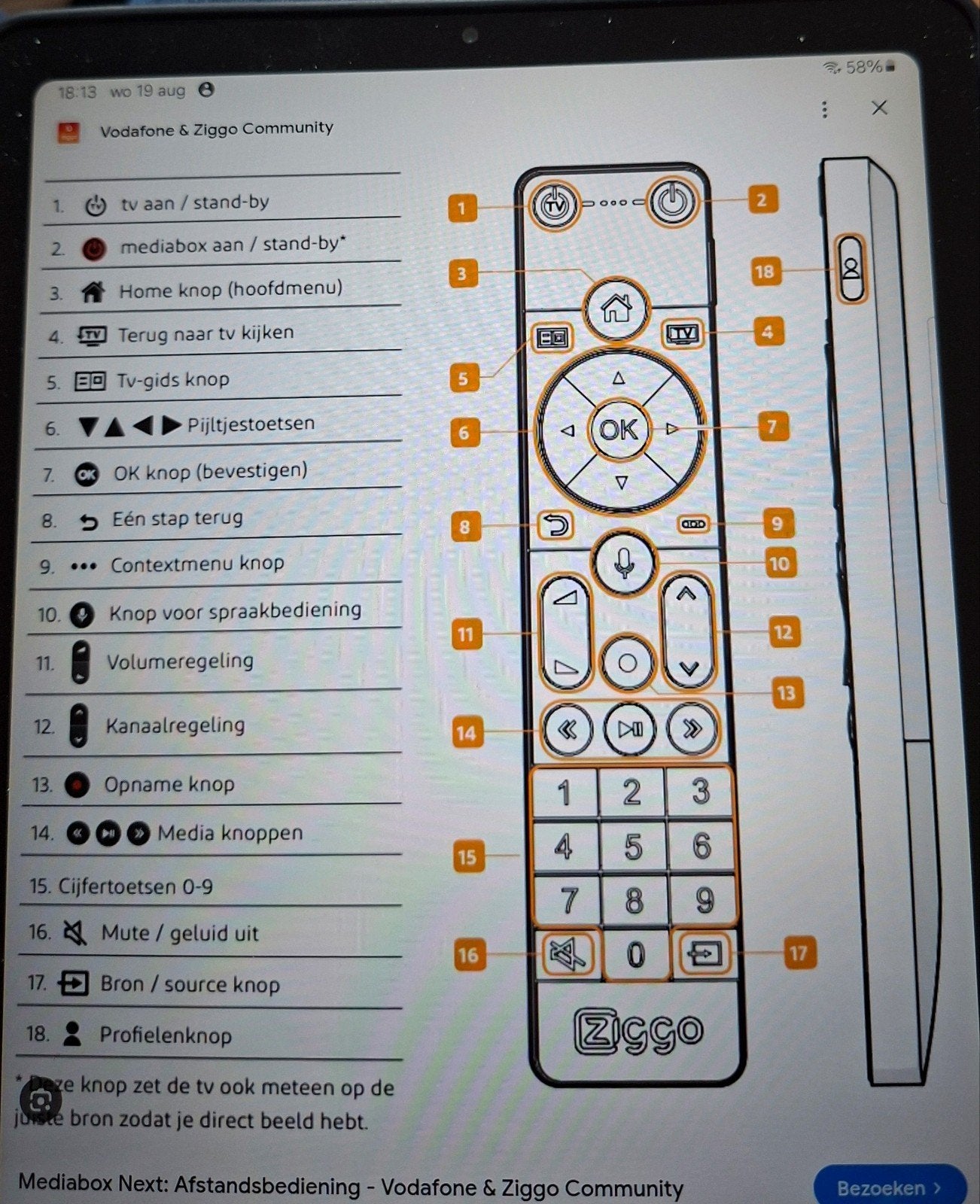 Nieuwe Ziggo afstandsbediening - Ongeopend, Ophalen of Verzenden, Nieuw, Origineel, Tv