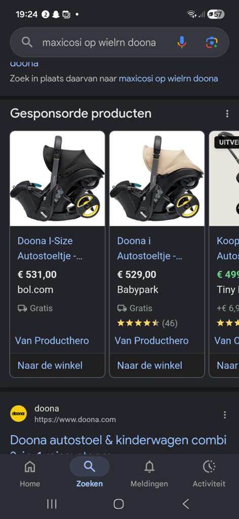 Doona Maxi-Cosi Kinderwagen - Auto in een, Ophalen, Autogordel of Isofix, Gebruikt, Zijbescherming
