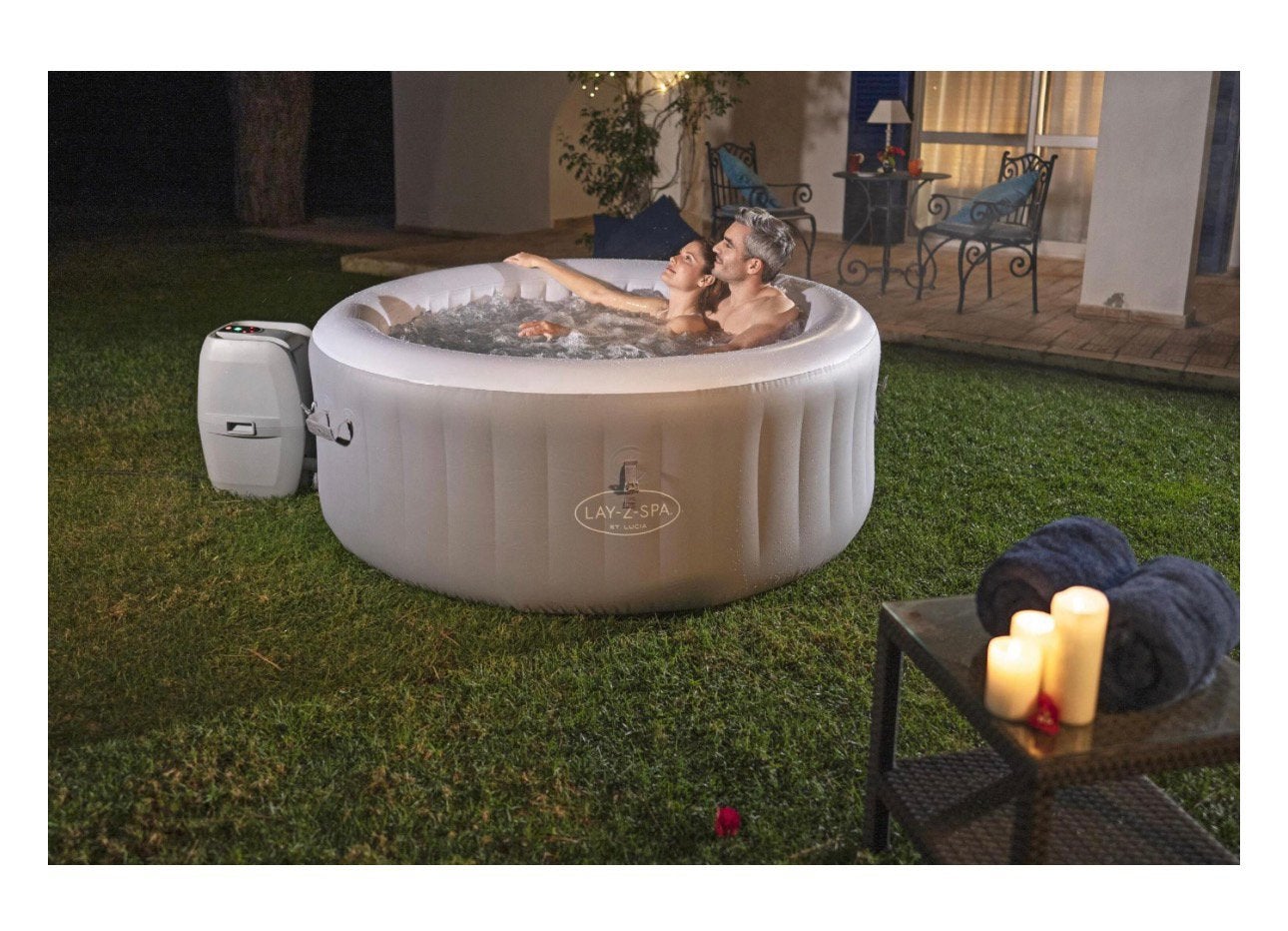 Lay-Z Spa jacuzzi st. Lucia, Ophalen, Gebruikt, Afdekzeil, Opblaasbaar