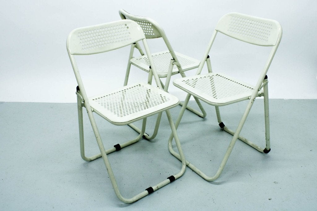 3 vintage metalen klapstoelen (merk: Winner), Ophalen, Gebruikt, Overige kleuren, Drie