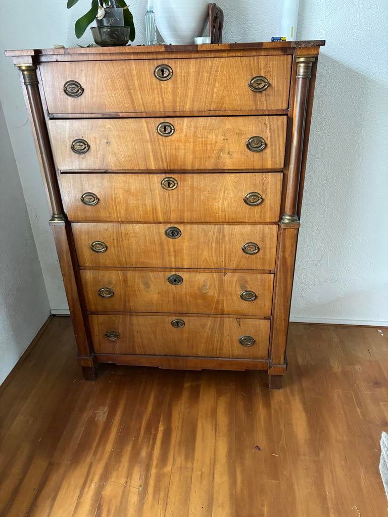 Antieke Mahonie Chiffoniere met Koperbeslag, ca. 1800, Ophalen