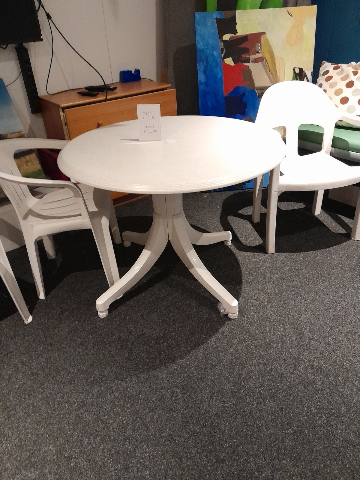4 kunstof tuinstoelen, Ophalen, Gebruikt, Kunststof