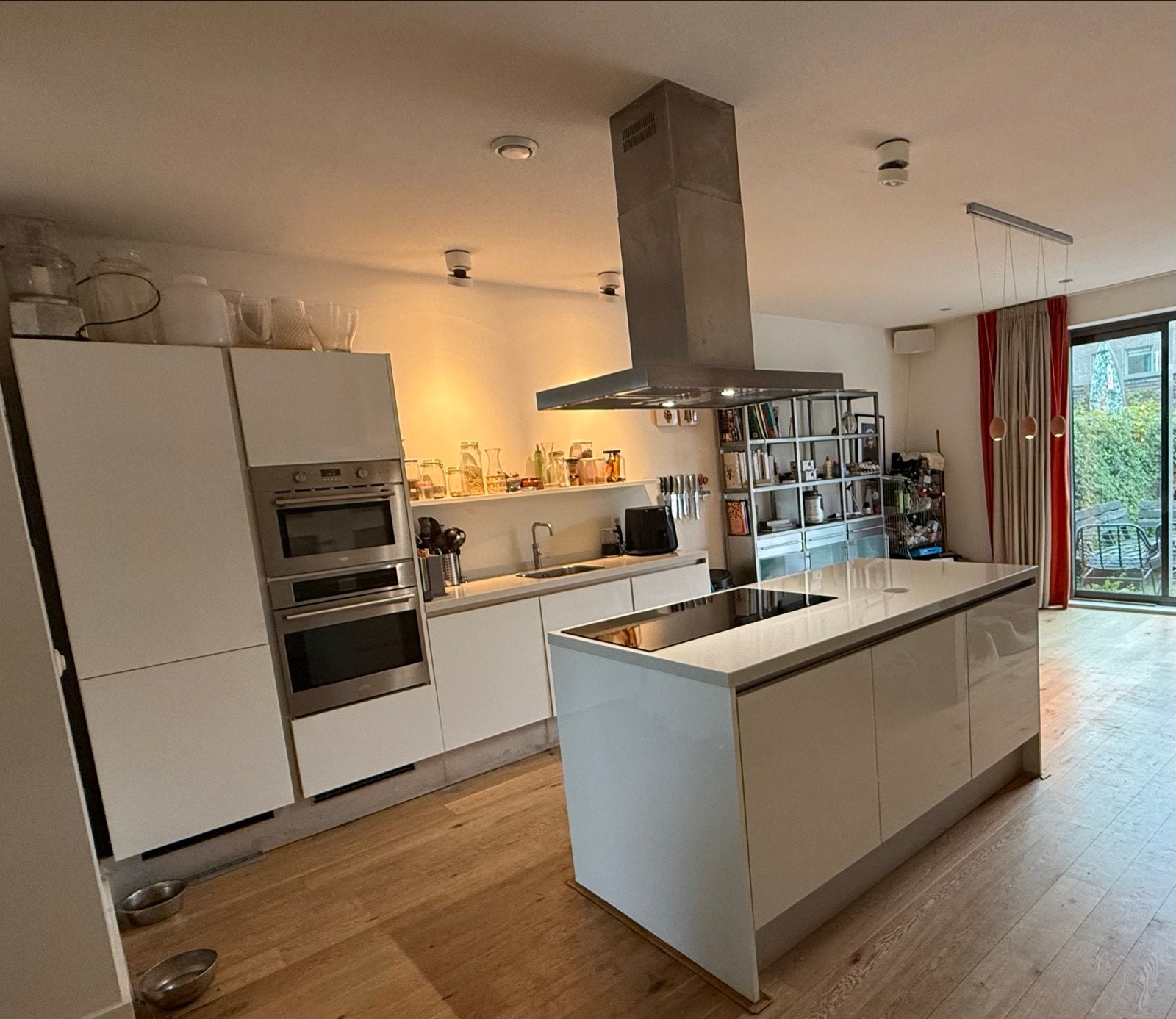 Moderne hoogglans Bruynzeel keuken (kookeiland + apparatuur), Ophalen, Gebruikt, Wit, Overige typen