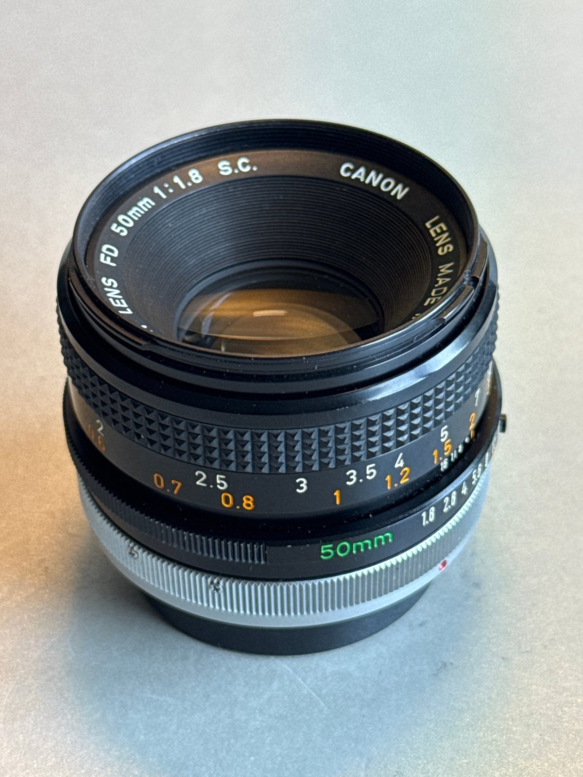 Canon FD 50mm 1:1.8 S.C. lens - Vintage Standaardlens, Gebruikt, Canon, Canon FD, Ophalen of Verzenden