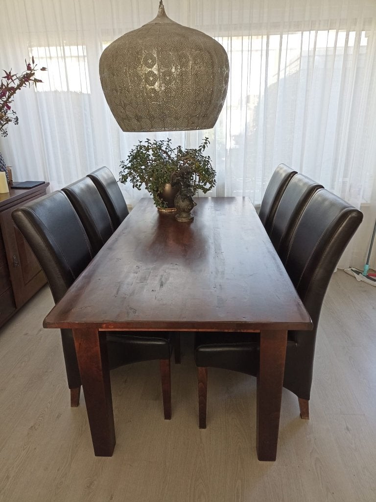 Koloniale eettafel in zeer goede staat, Ophalen, Koloniaal, 200 cm of meer, 50 tot 100 cm