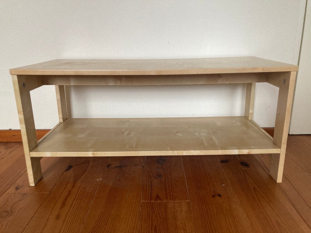 Laag lang smal gefineerd houten modern TV kastje dressoir, Strak modern, Zo goed als nieuw, Minder dan 100 cm, 25 tot 50 cm
