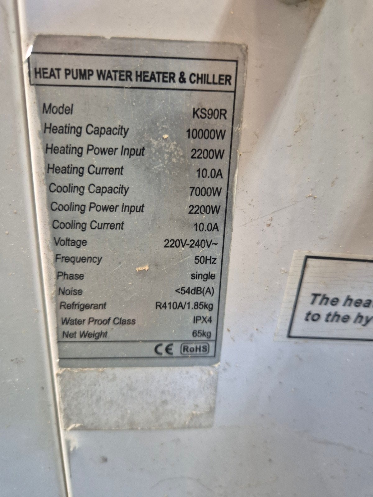 zwembad warmtepomp KS90R Warmtepomp Waterverwarmer & Koeler, Ophalen, Niet werkend, Koelen en Ontvochtigen
