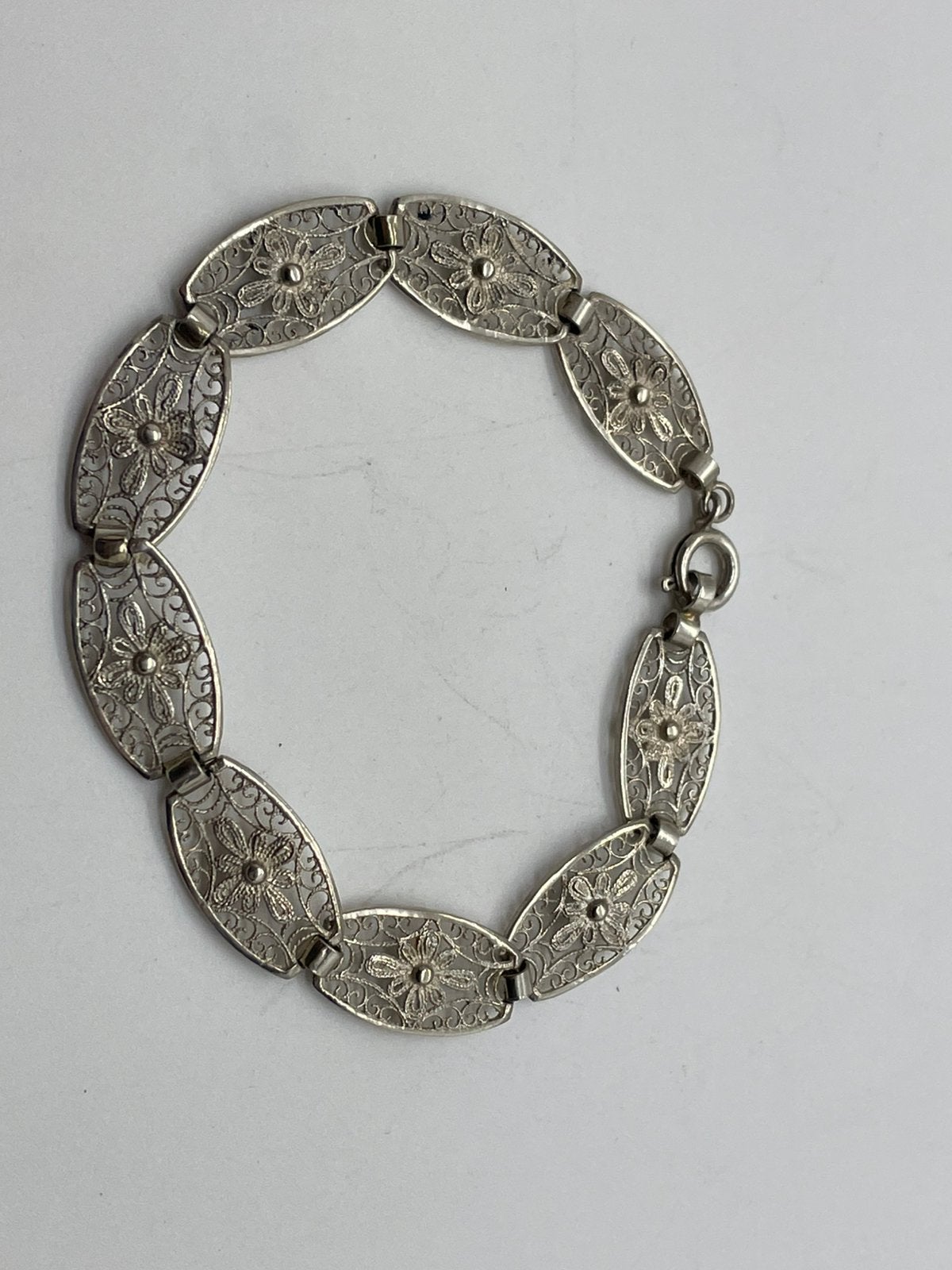 E599 Prachtige zilveren filigrain armband, Ophalen of Verzenden, Zilver, Armband