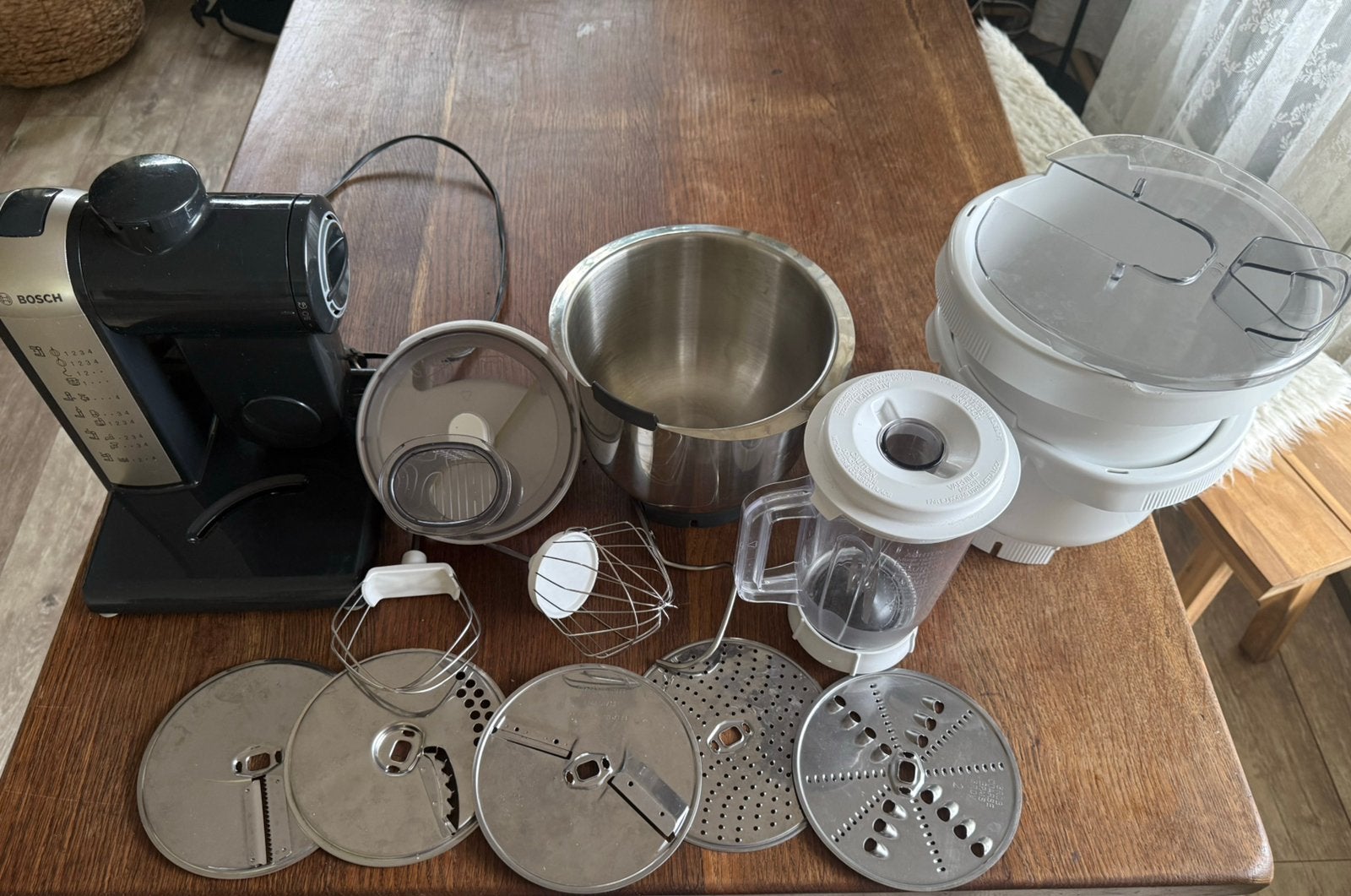 Bosch keukenmachine ZEER compleet incl. blender + 5 schijven, Ophalen of Verzenden, Zo goed als nieuw