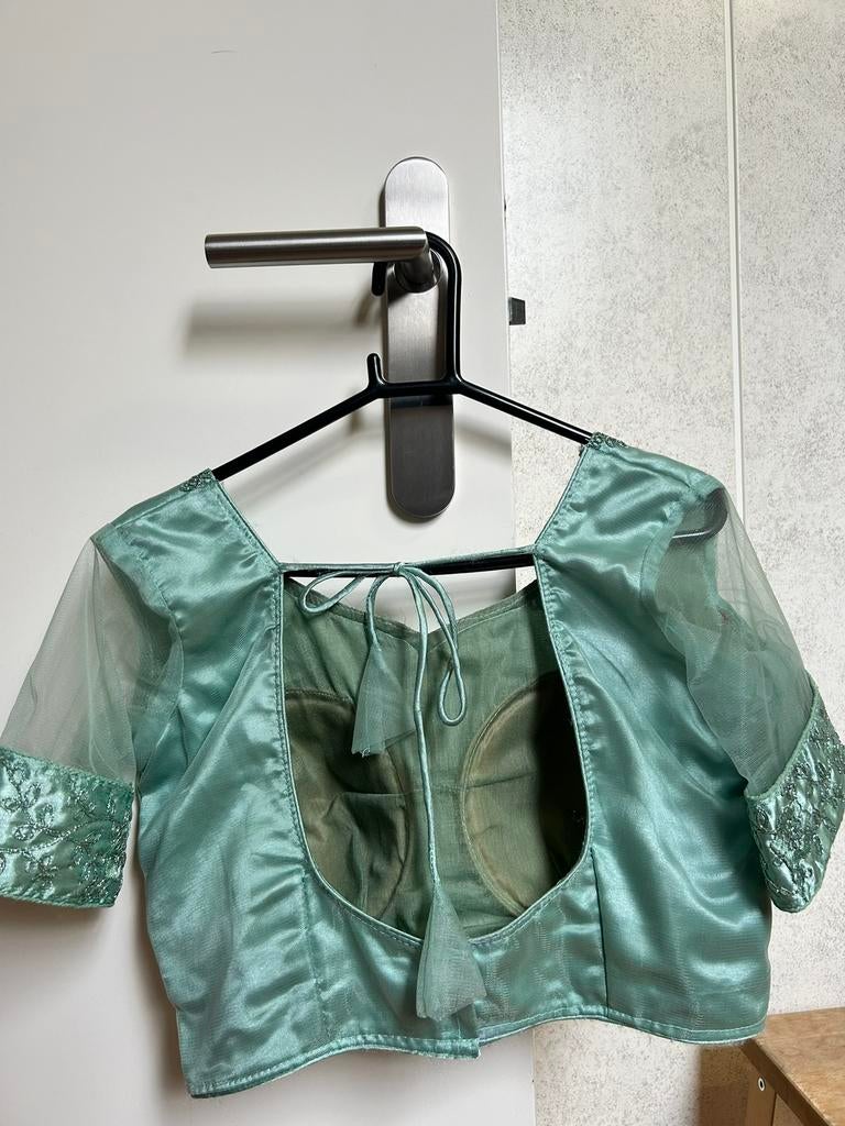 Mintgroene lehenga, Overige typen, Ophalen of Verzenden, Zo goed als nieuw, Maat 36 (S)