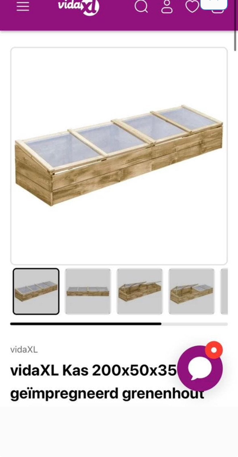 Houten Kweekkas vidaXL 2 meter, Ophalen, Zo goed als nieuw, Kweekbak