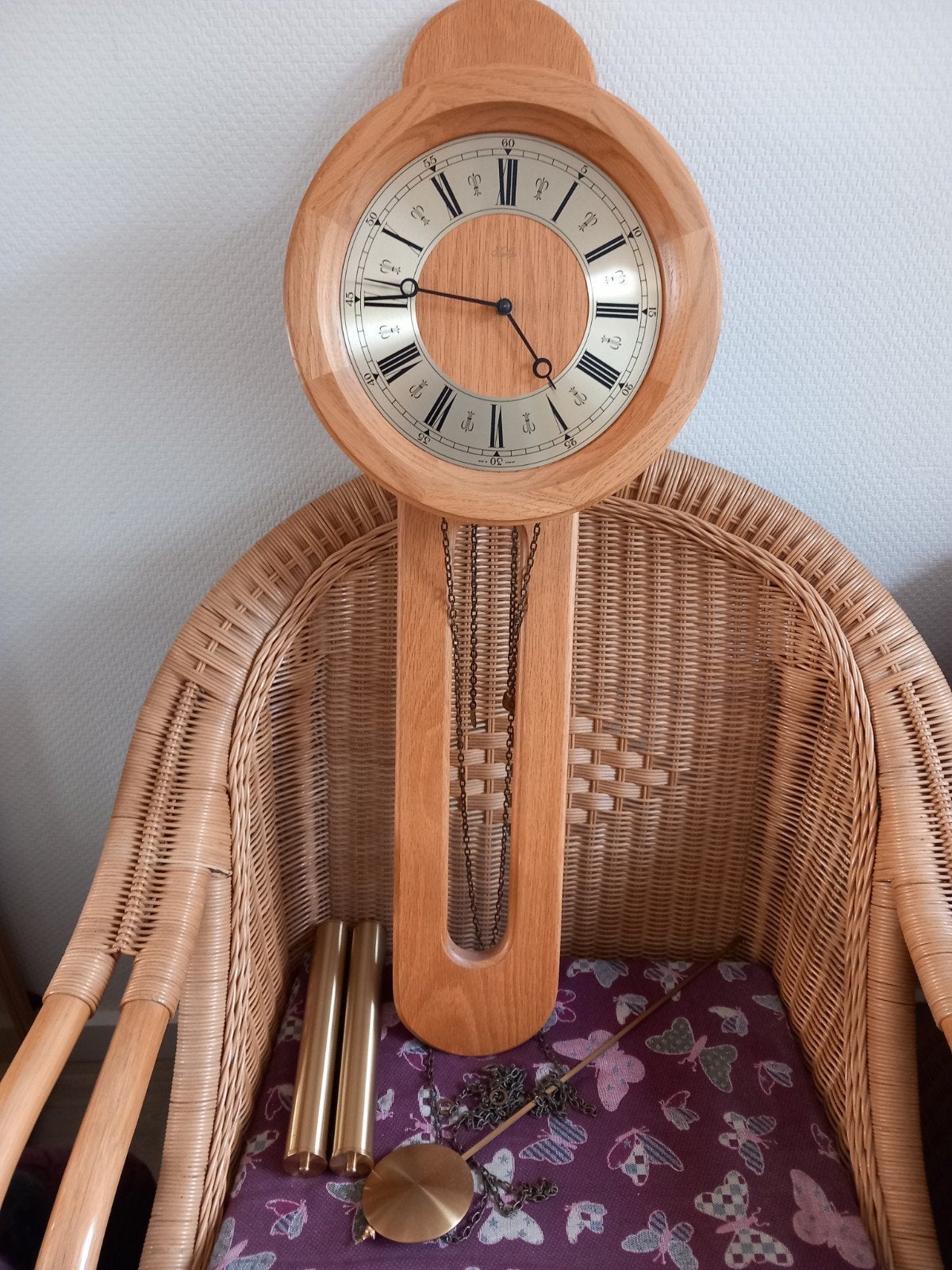 Elegante houten wandklok met slinger, Antiek en Kunst, Antiek | Klokken, Ophalen