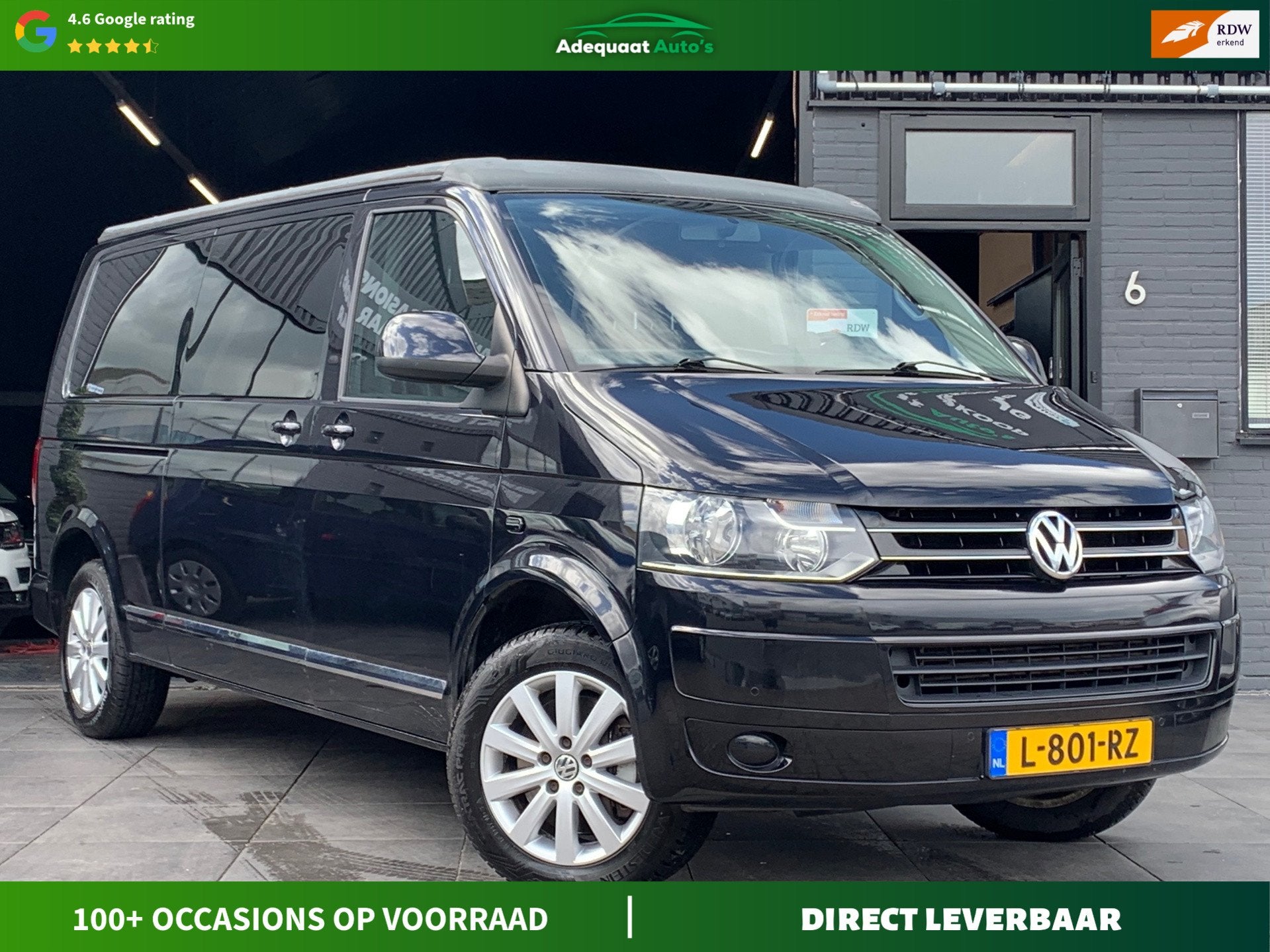 Volkswagen MULTIVAN |Camper|Trekhaak|D.riem vv|Leder|Cruise, Automaat, Euro 5, Gebruikt, Zwart
