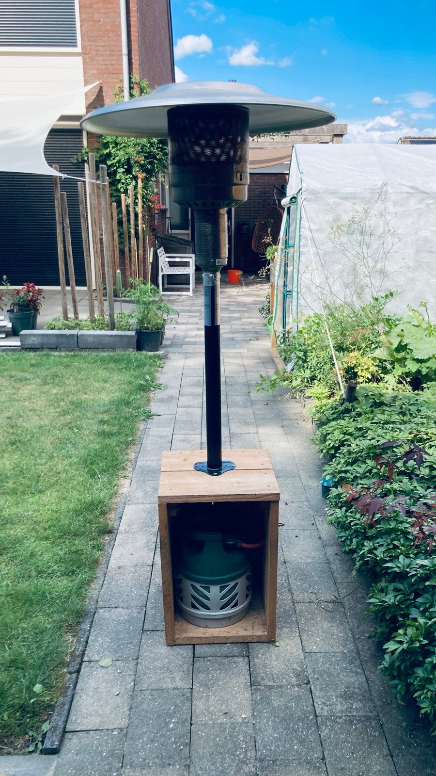 Terrasverwarmer op gas (exclusief gasfles), Tuin en Terras, Terrasverwarmers, Ophalen, Gebruikt, Gas, Vloer