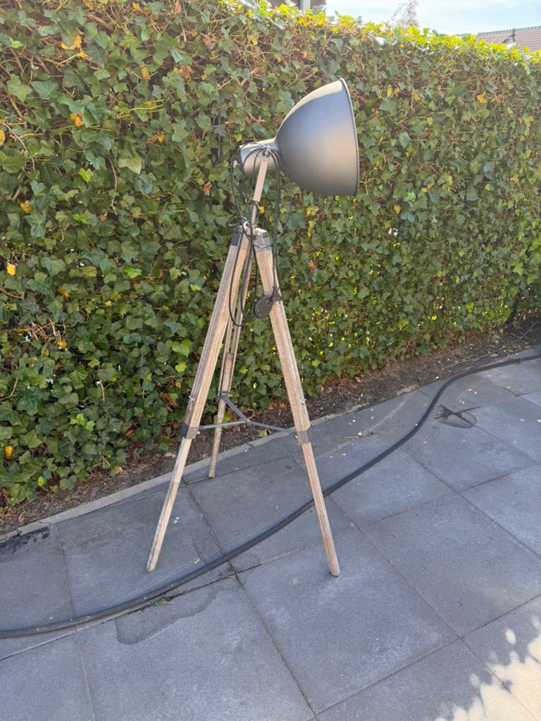Staande lamp, vloerlamp, industriel, landelijk, Gebruikt, 100 tot 150 cm, Hout, Ophalen