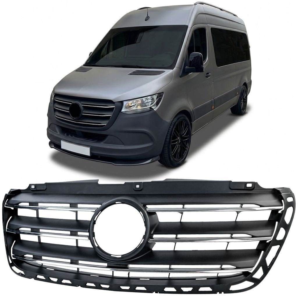 Grill Chrome Zwart Voor Mercedes Sprinter W907 W910 2018-202, Auto diversen, Tuning en Styling, Verzenden, Automotive Parts, A.parts@hotmail.nl