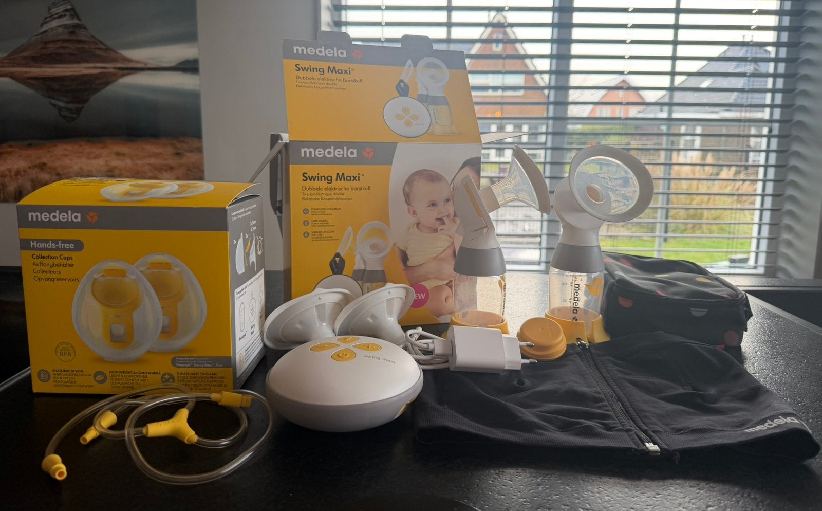 Medela handsfree cups, Swing maxi dubbele kolf en handkolf, Gebruikt, Medela, Borstkolf, Ophalen of Verzenden