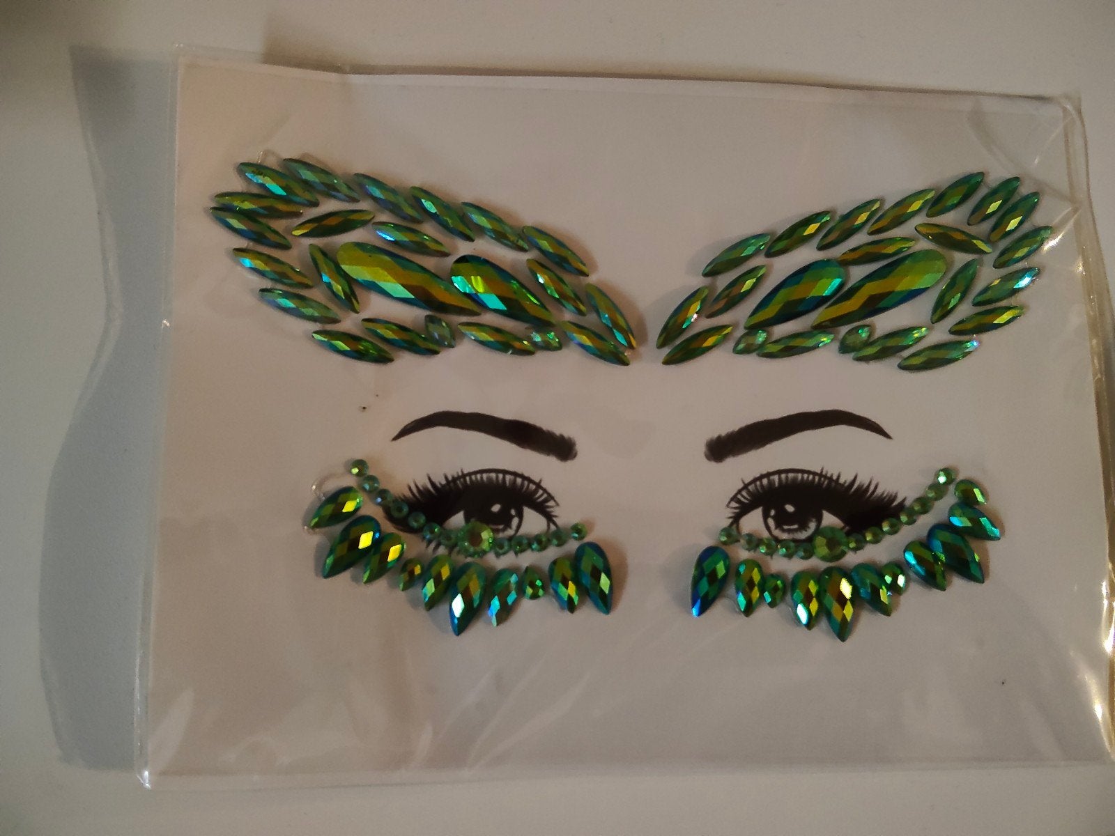 Gezicht Juwelen Plakstenen Groen - Festival Make-up, Ogen, Nieuw, Ophalen of Verzenden, Make-up