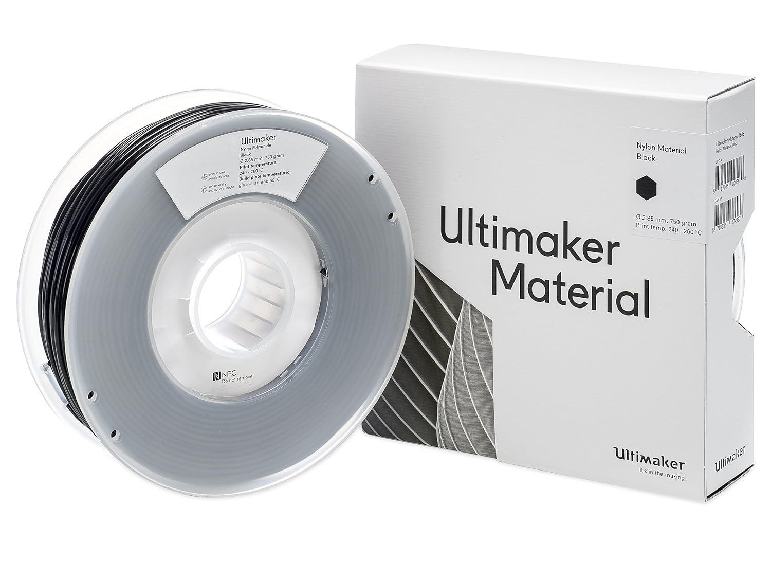7x Ultimaker Nylon zwart 2.85mm 750g – nieuw in verpakking, Ophalen of Verzenden, Nieuw