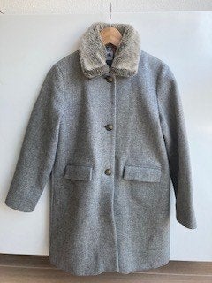 Schattige grijze wollen jas, mantel - Petit Bateau 146/152, Meisje, Ophalen of Verzenden, Jas, Petit Bateau