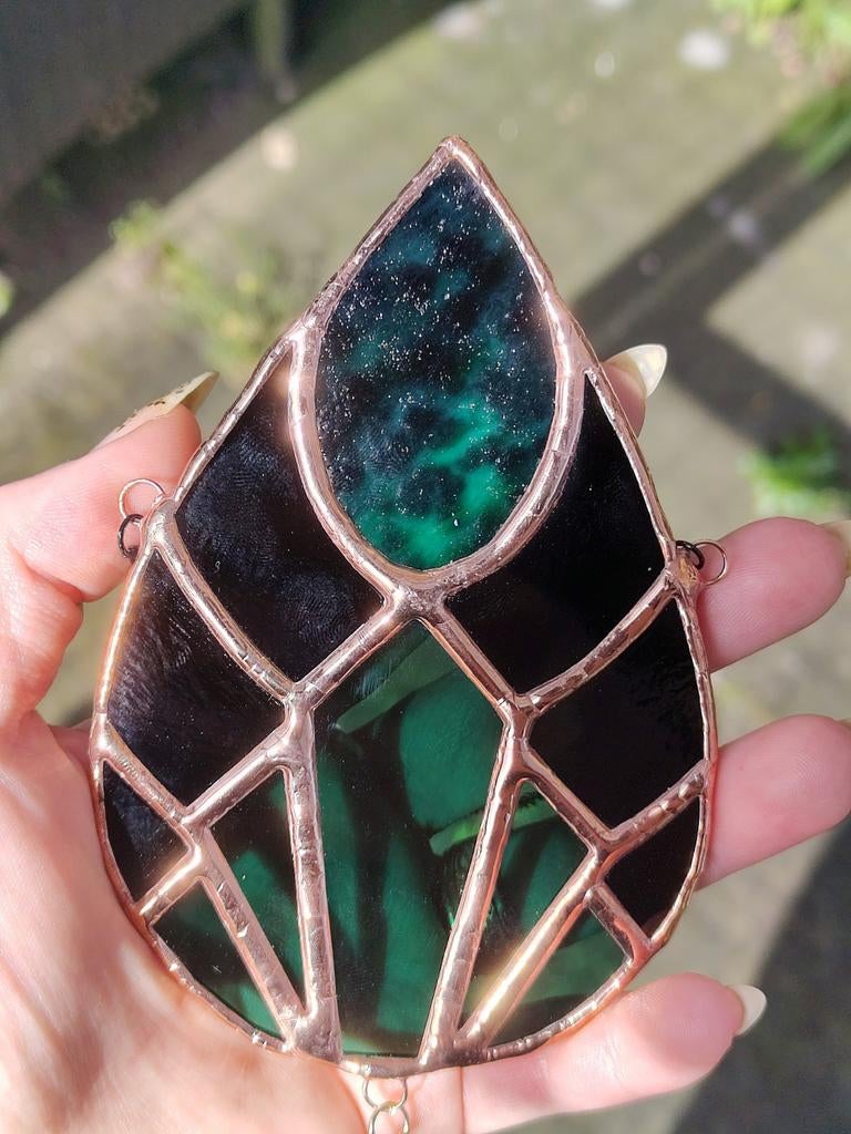 Glas-in-lood raamhanger druppelvorm - Groen, Ophalen of Verzenden